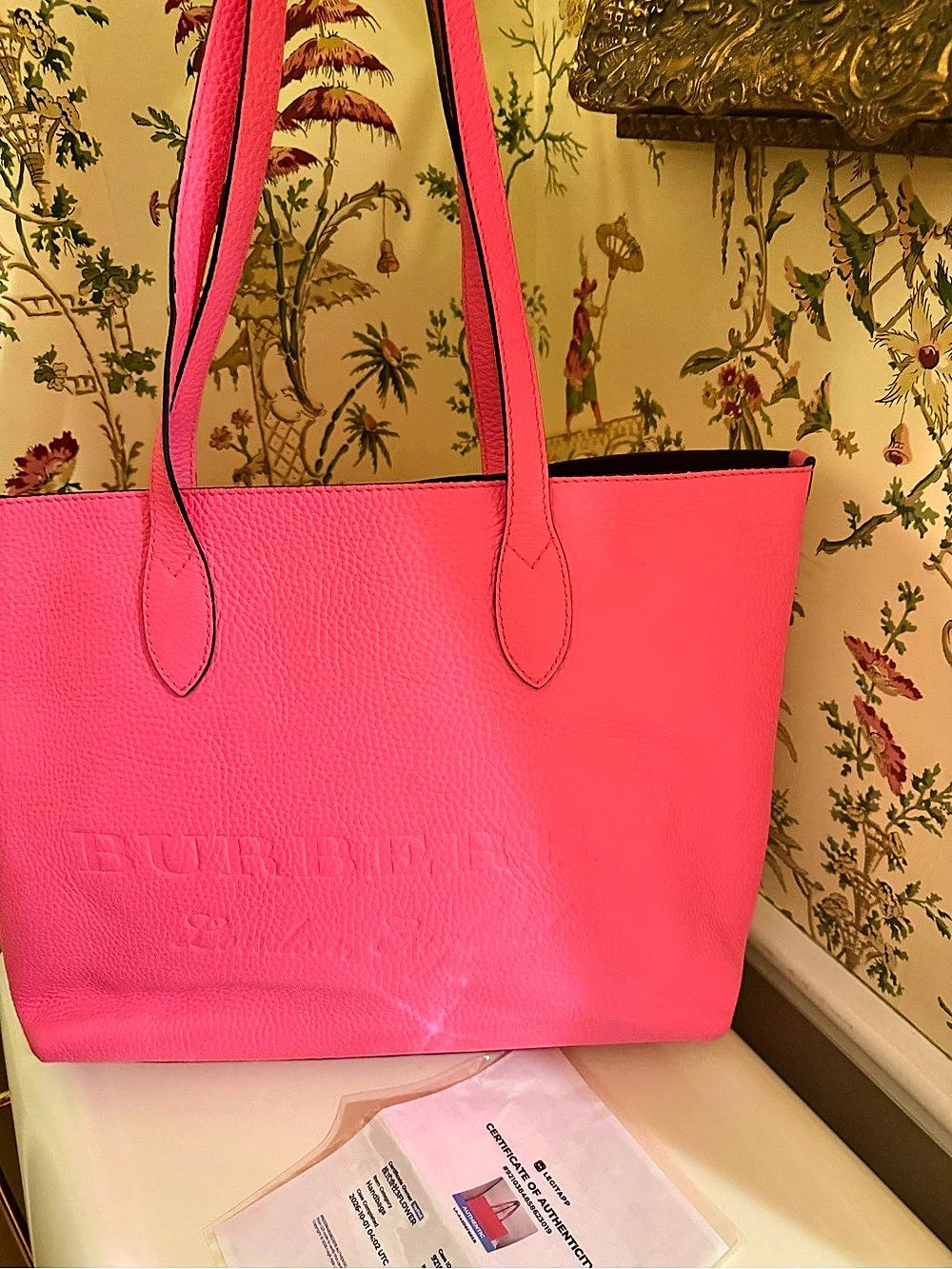 BURBERRY Canterbury Large Pink Embossed Leather Tote